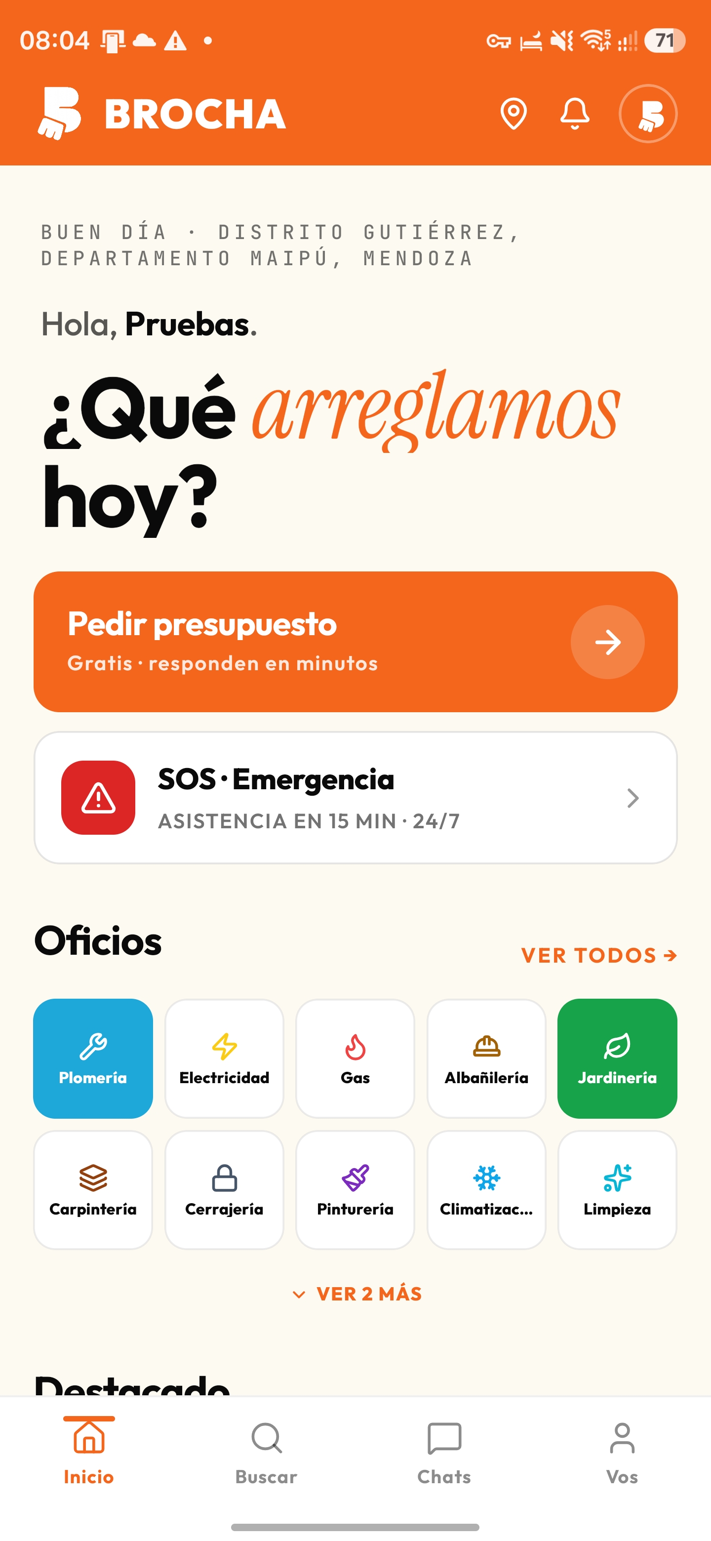 Vista previa de la aplicación BROCHA - Servicios para el hogar en Mendoza